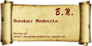 Bundusz Modeszta névjegykártya